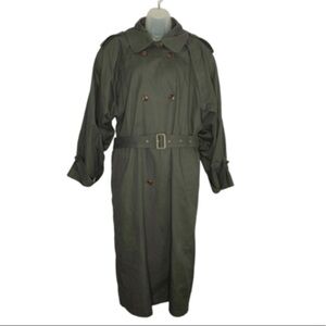 Vintage 90s Misty Weather‎ Trench Coat Women 15/16 Gray Double Breasted Belt